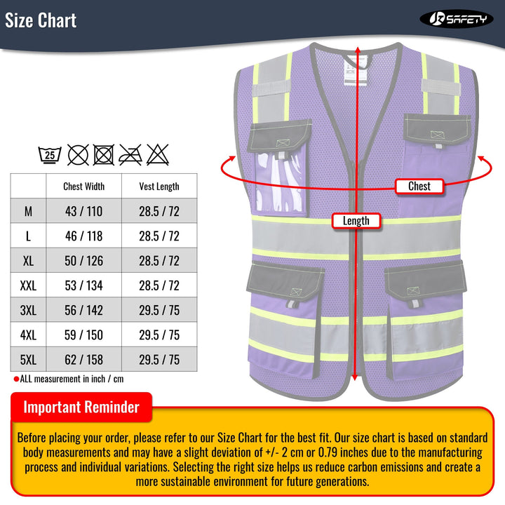 JKSafety 8 Pockets Two-Tone Mesh Hi-Vis Reflective Safety Vests (JK220-EV)