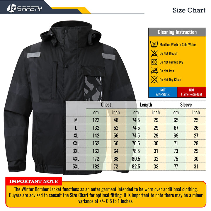 JKSafety 6 Pockets Waterproof Hi-Vis Reflective Safety Winter Bomber Jacket (JK115)